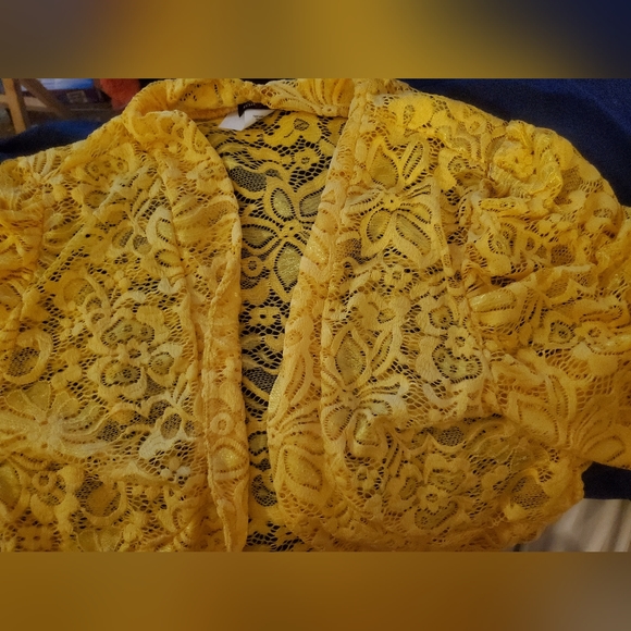 Yellow Stretchy Lace Bolero - Picture 1 of 3